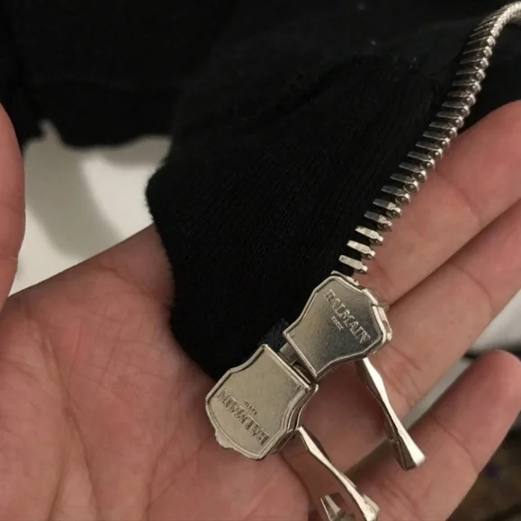 BALMAIN Black Classic Zip-Up Hoodie - Picture 6 of 8